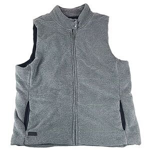 Lauren Ralph Lauren Vest Mens 1X Extra Large XL Fleece Full Zip Dark Gray Black